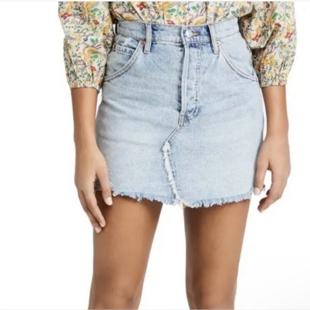 Free People Light Wash Denim Skirt